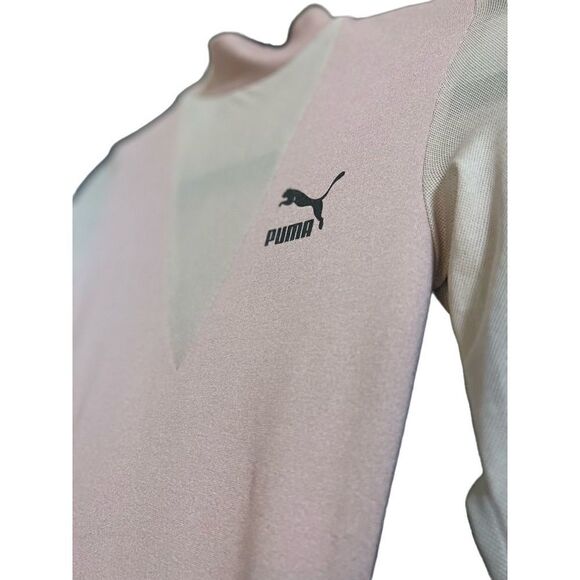 PUMA Exclusive To ASOS Bodycon Dress With Mesh Insert Tape Logo Stretch Bandage - Picture 8 of 15